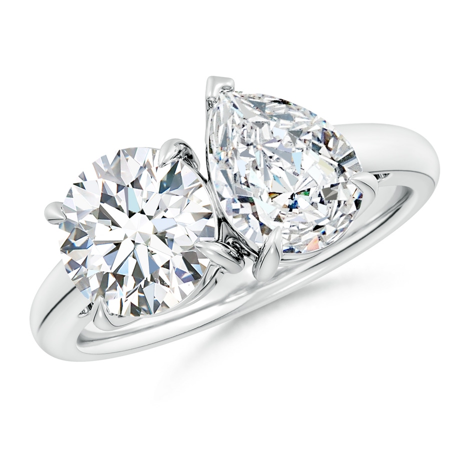 8mm FGVS Lab-Grown Round & Pear Diamond Two-Stone Engagement Ring in P950 Platinum 
