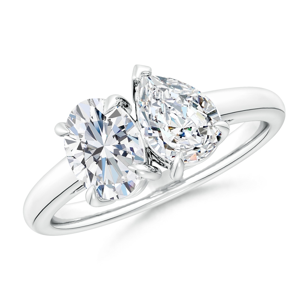 7.7x5.7mm FGVS Lab-Grown Oval & Pear Diamond Two-Stone Engagement Ring in P950 Platinum