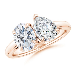 8.5x6.5mm FGVS Lab-Grown Oval & Pear Diamond Two-Stone Engagement Ring in 18K Rose Gold