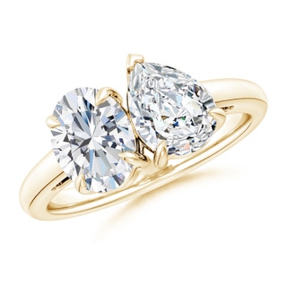 8.5x6.5mm FGVS Lab-Grown Oval & Pear Diamond Two-Stone Engagement Ring in 18K Yellow Gold