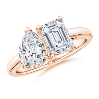 7.5x5.5mm FGVS Lab-Grown Emerald-Cut & Pear Diamond Two-Stone Engagement Ring in 9K Rose Gold