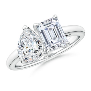 7.5x5.5mm FGVS Lab-Grown Emerald-Cut & Pear Diamond Two-Stone Engagement Ring in P950 Platinum