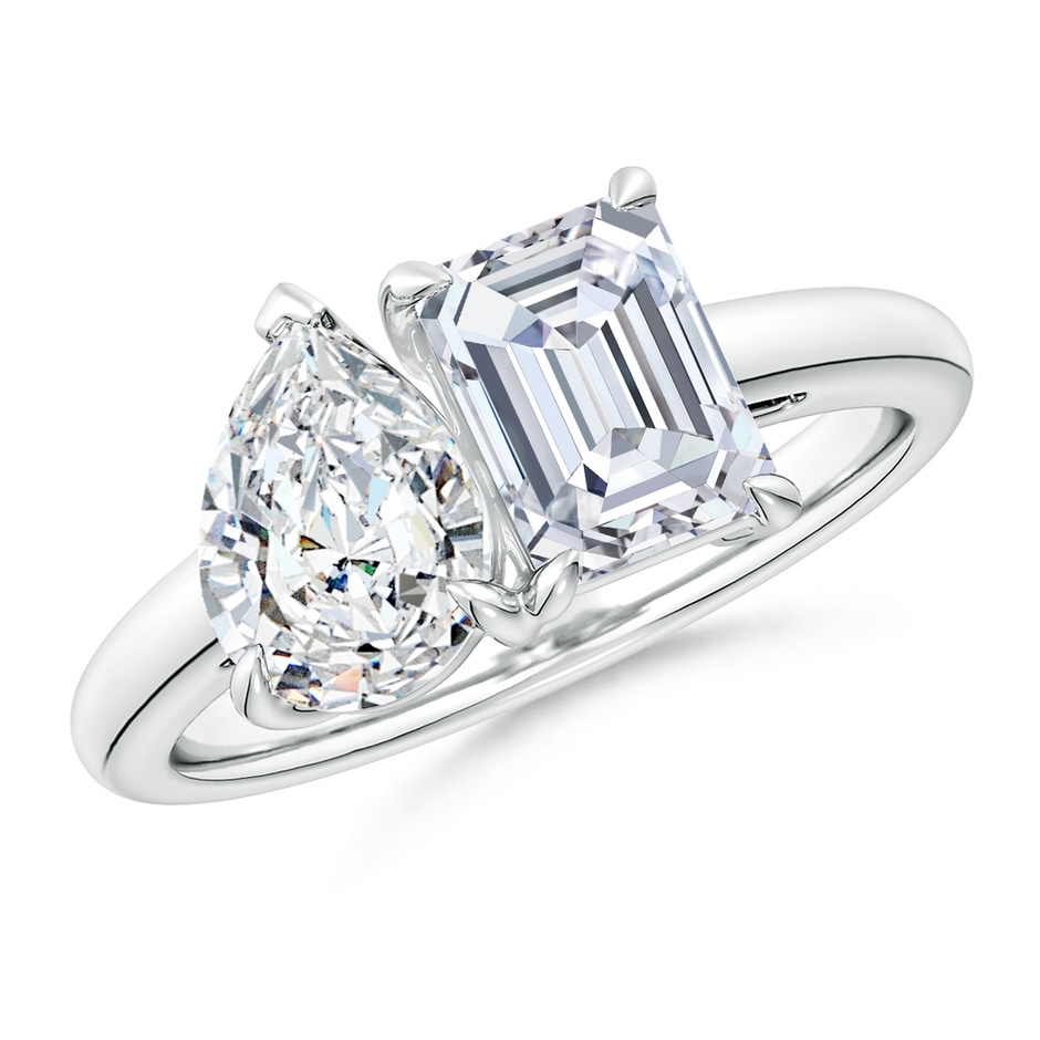 7.5x5.5mm FGVS Lab-Grown Emerald-Cut & Pear Diamond Two-Stone Engagement Ring in White Gold 