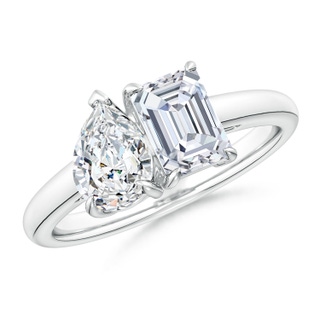 7x5mm FGVS Lab-Grown Emerald-Cut & Pear Diamond Two-Stone Engagement Ring in P950 Platinum