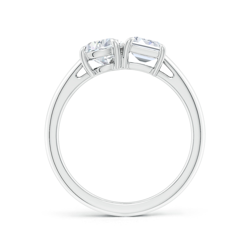 7x5mm FGVS Lab-Grown Emerald-Cut & Pear Diamond Two-Stone Engagement Ring in S999 Silver Side 199