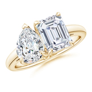 8.5x6.5mm FGVS Lab-Grown Emerald-Cut & Pear Diamond Two-Stone Engagement Ring in 9K Yellow Gold