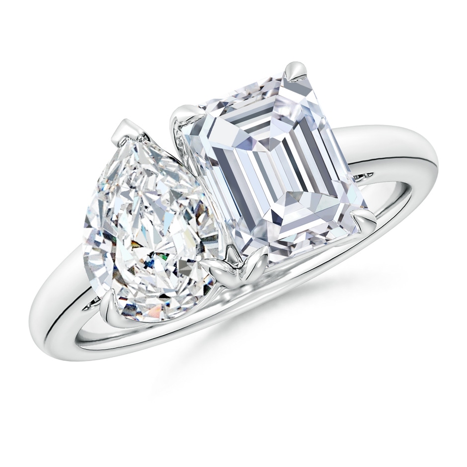8.5x6.5mm FGVS Lab-Grown Emerald-Cut & Pear Diamond Two-Stone Engagement Ring in P950 Platinum 