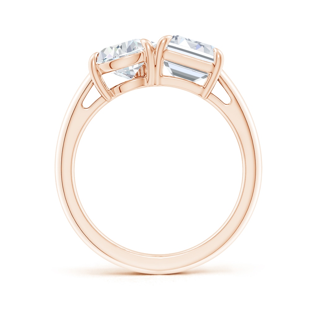 8.5x6.5mm FGVS Lab-Grown Emerald-Cut & Pear Diamond Two-Stone Engagement Ring in Rose Gold Side 199