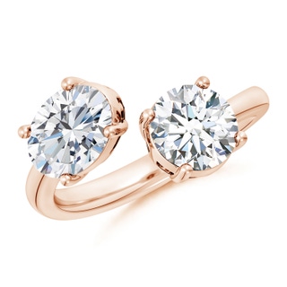 8.5x6.5mm FGVS Lab-Grown Oval & Round Diamond Two-Stone Open Ring in Rose Gold