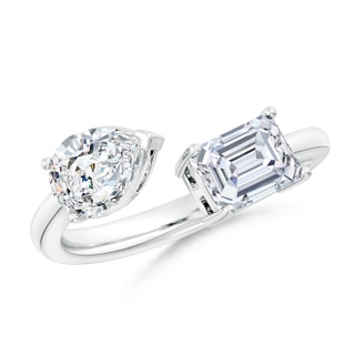 7.7x5.7mm FGVS Lab-Grown Pear & Emerald-Cut Diamond Two-Stone Open Ring in P950 Platinum