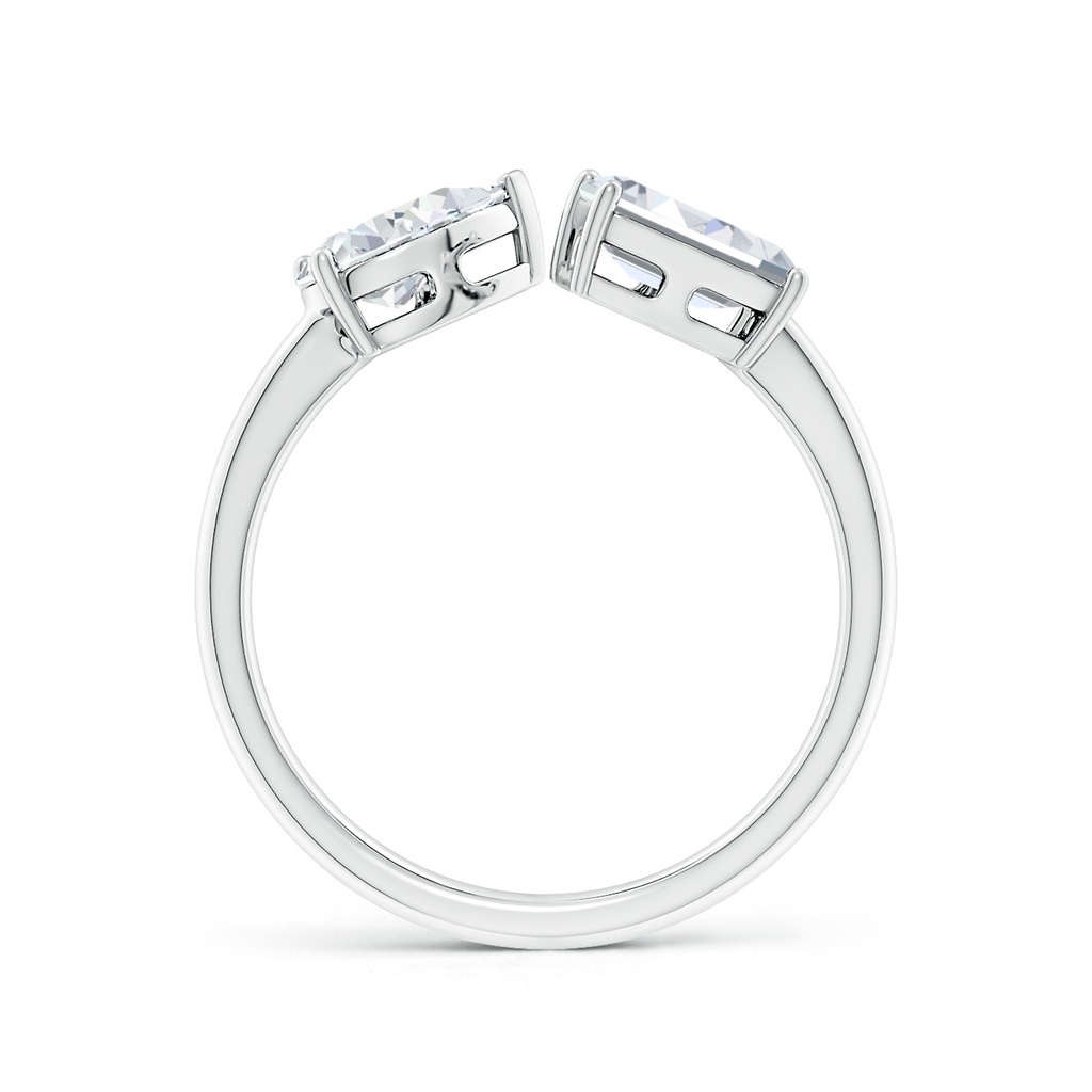 7x5mm FGVS Lab-Grown Pear & Emerald-Cut Diamond Two-Stone Open Ring in White Gold Side 199