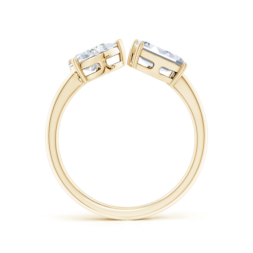 7x5mm FGVS Lab-Grown Pear & Emerald-Cut Diamond Two-Stone Open Ring in Yellow Gold Side 199