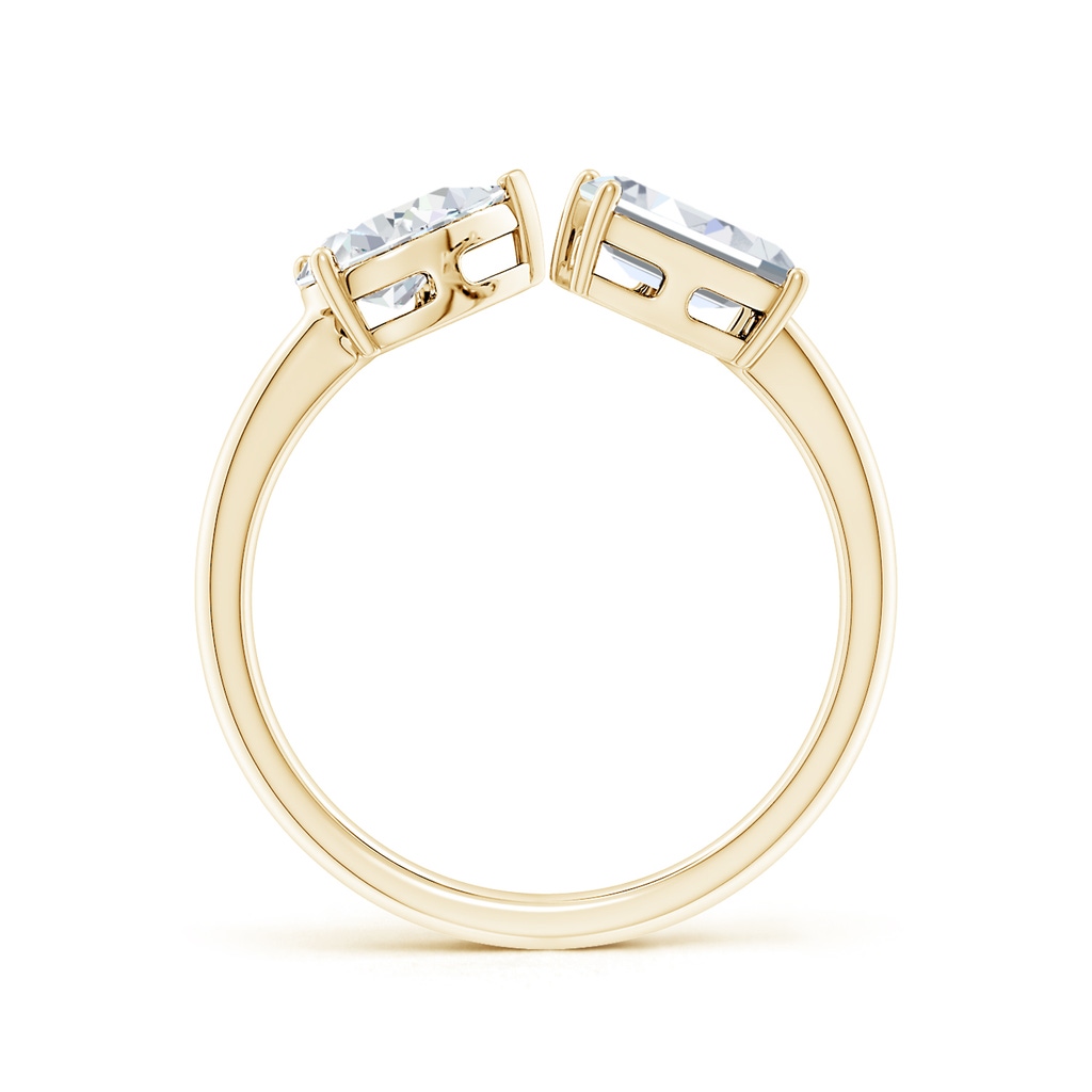 7x5mm FGVS Lab-Grown Pear & Emerald-Cut Diamond Two-Stone Open Ring in Yellow Gold - side 199
