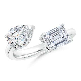 8.5x6.5mm FGVS Lab-Grown Pear & Emerald-Cut Diamond Two-Stone Open Ring in P950 Platinum