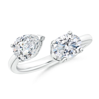 7.7x5.7mm FGVS Lab-Grown Oval & Pear Diamond Two-Stone Open Ring in P950 Platinum