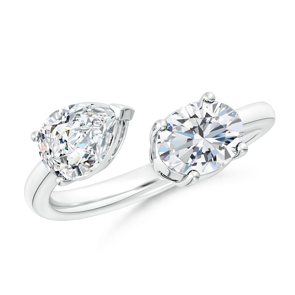 7.7x5.7mm FGVS Lab-Grown Oval & Pear Diamond Two-Stone Open Ring in P950 Platinum 