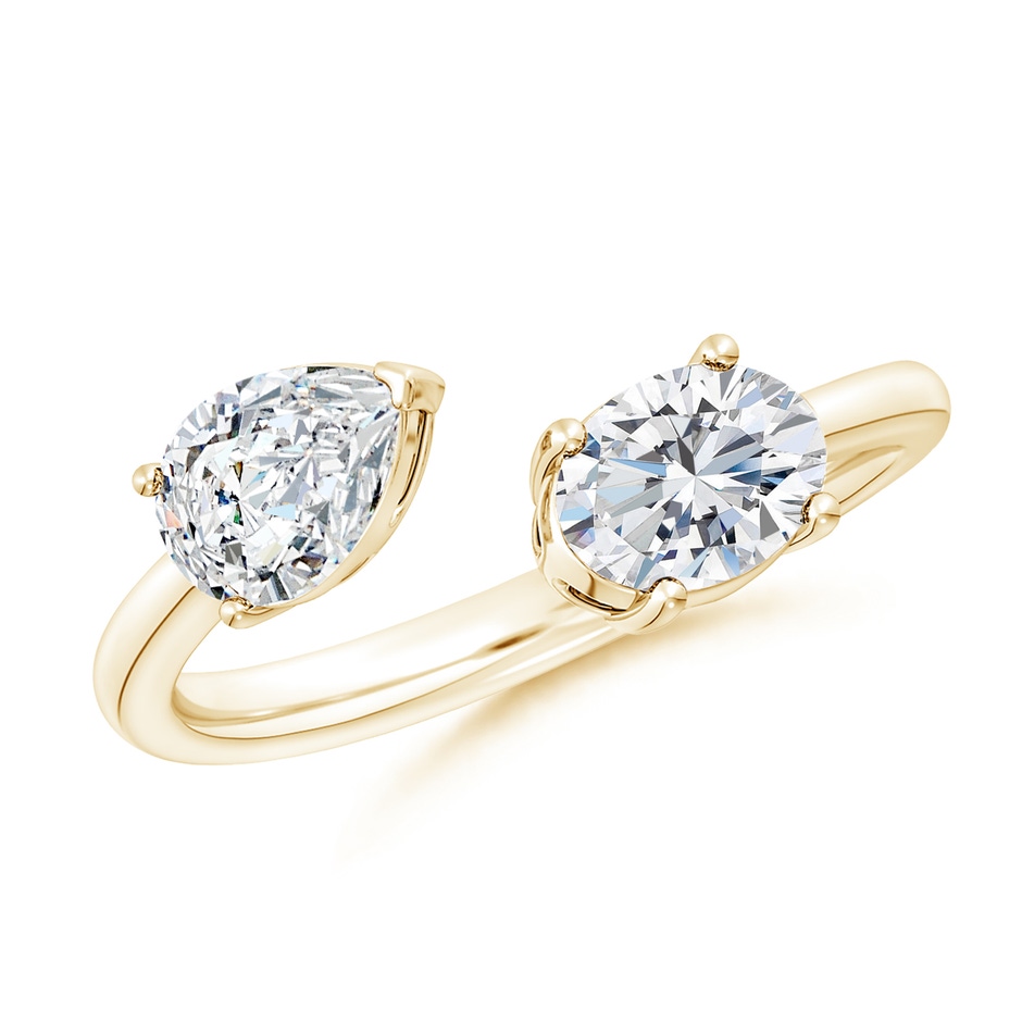 7x5mm FGVS Lab-Grown Oval & Pear Diamond Two-Stone Open Ring in 9K Yellow Gold 