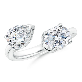 8.5x6.5mm FGVS Lab-Grown Oval & Pear Diamond Two-Stone Open Ring in P950 Platinum