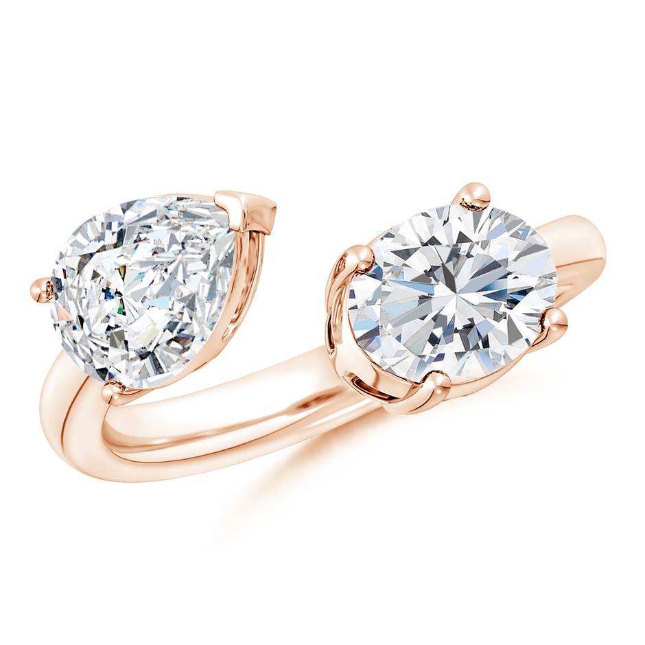 8.5x6.5mm FGVS Lab-Grown Oval & Pear Diamond Two-Stone Open Ring in Rose Gold 