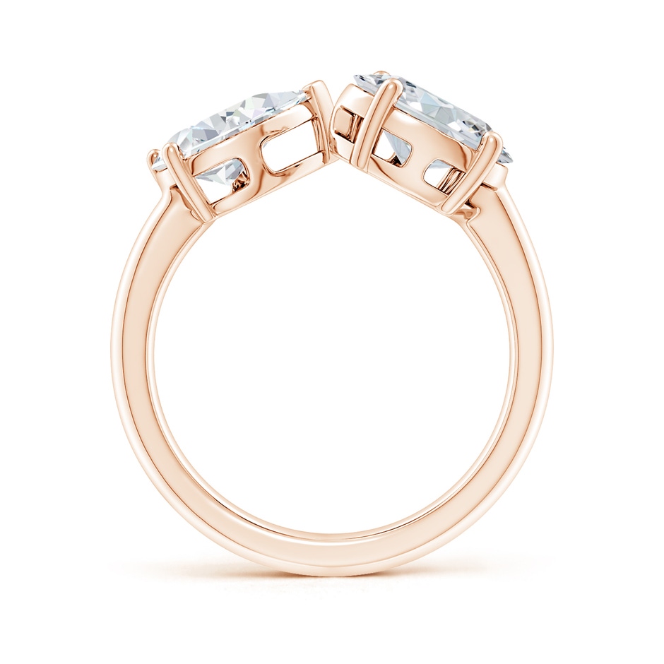 8.5x6.5mm FGVS Lab-Grown Oval & Pear Diamond Two-Stone Open Ring in Rose Gold side 199