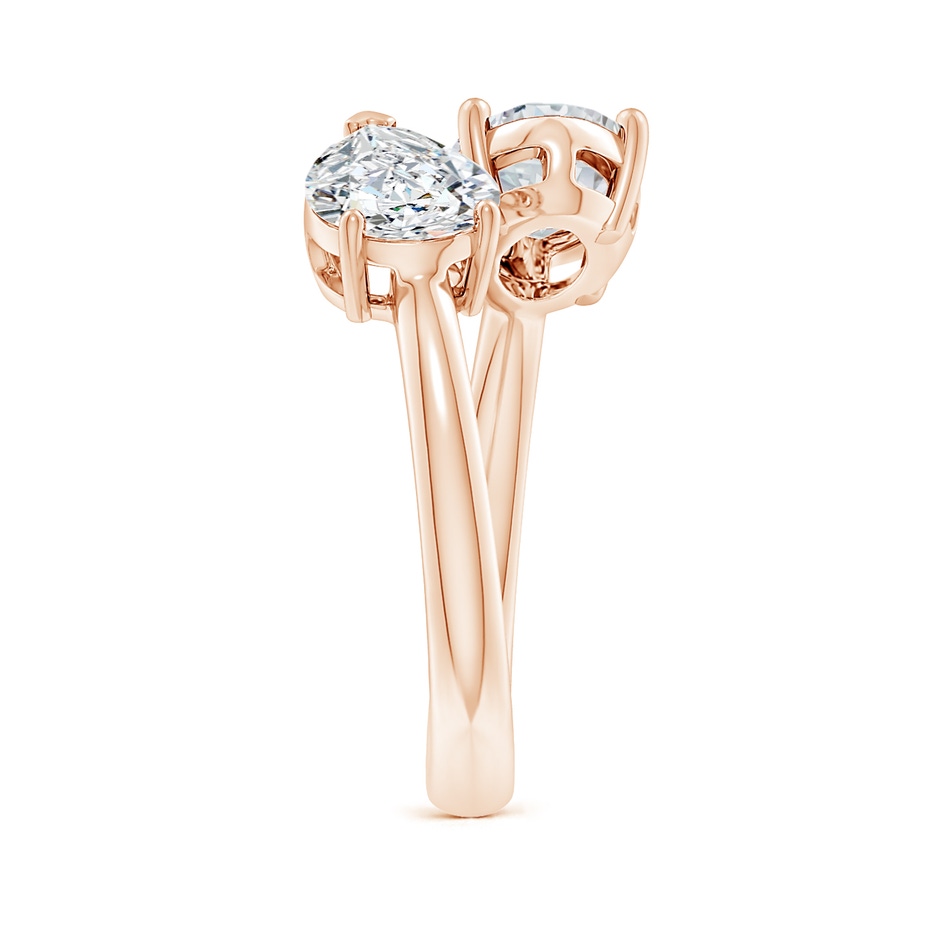 8.5x6.5mm FGVS Lab-Grown Oval & Pear Diamond Two-Stone Open Ring in Rose Gold side 299