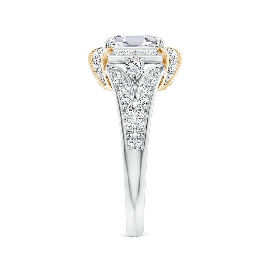 7.5mm FGVS Asscher-Cut Lab-Grown Diamond Split Shank Halo Cocktail Ring in White Gold Yellow Gold side 299