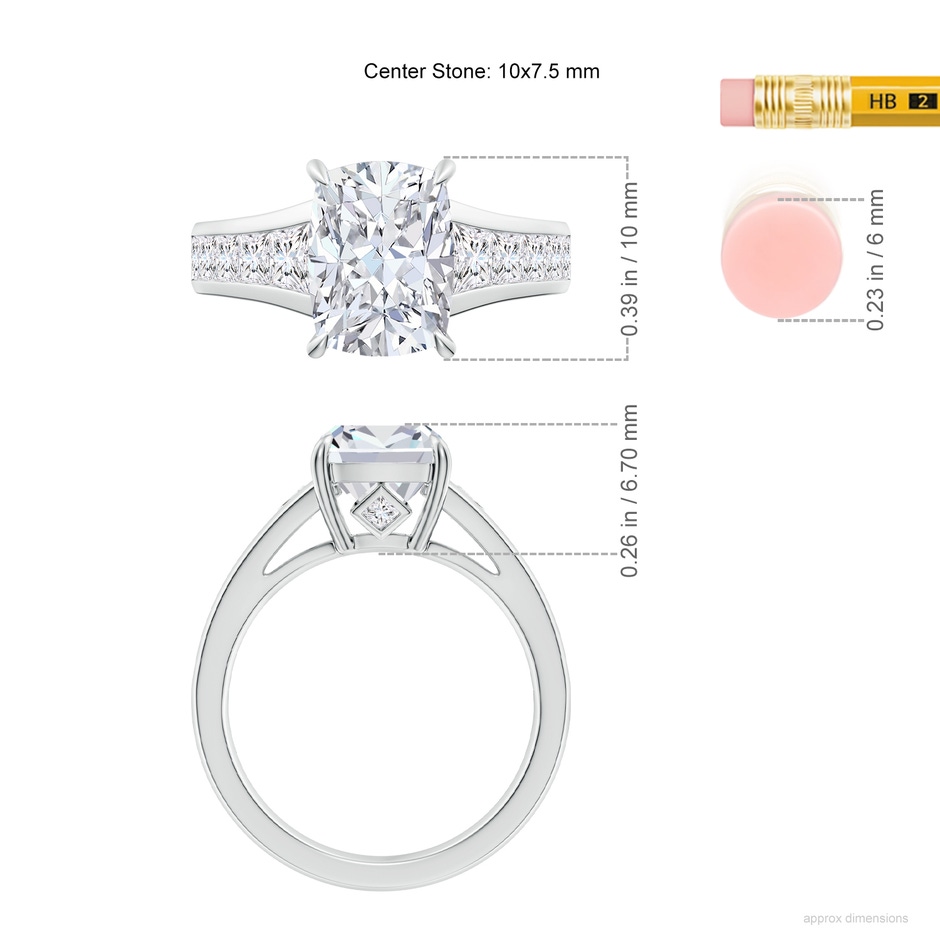 10x7.5mm FGVS Cushion Rectangular Lab-Grown Diamond Cocktail Ring in White Gold ruler