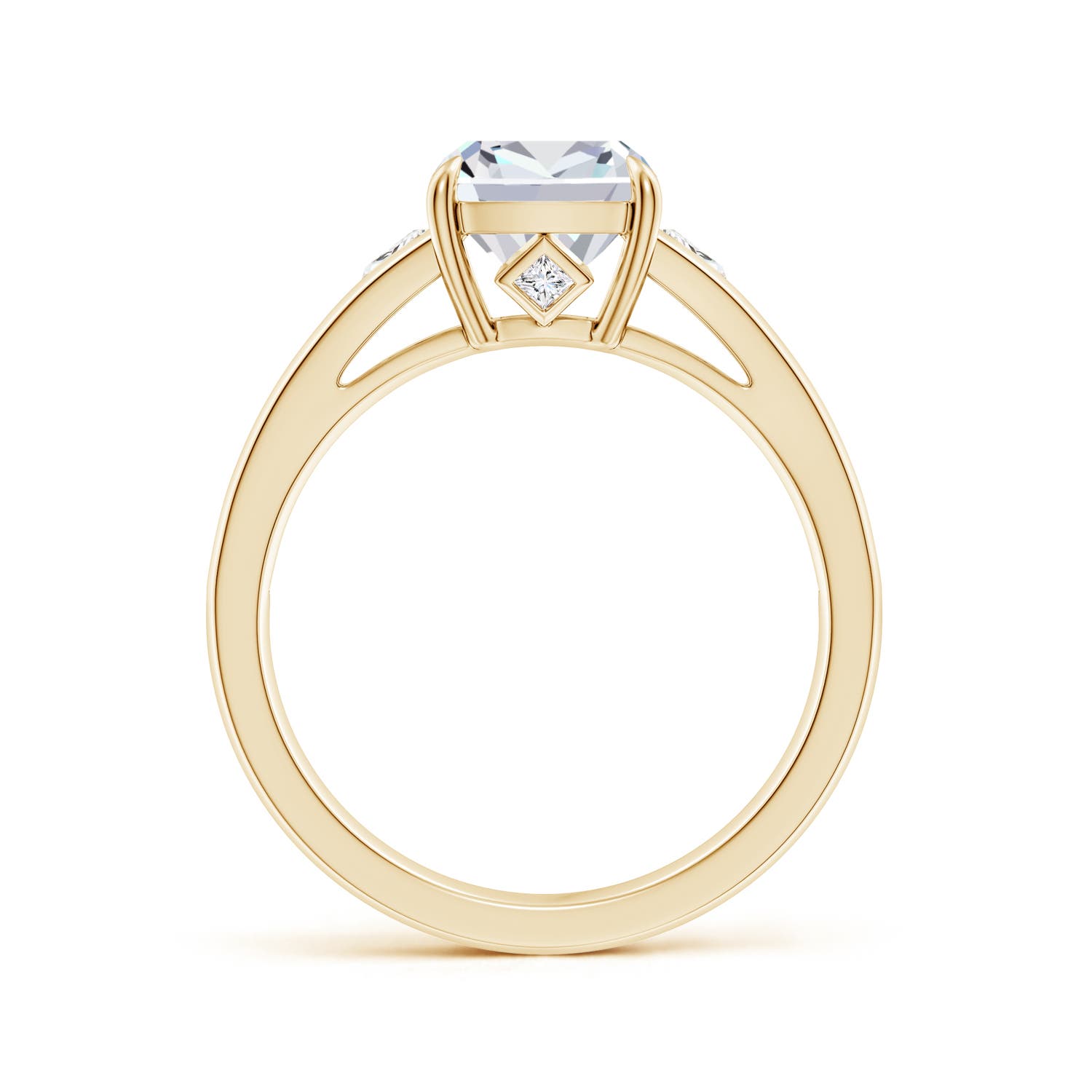 9x7mm FGVS Cushion Rectangular Lab-Grown Diamond Cocktail Ring in Yellow Gold - side 2