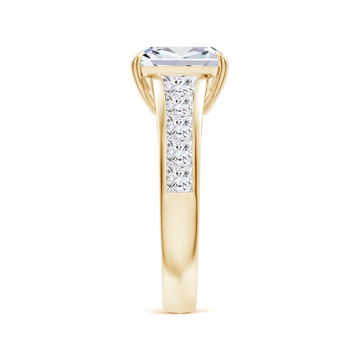 9x7mm FGVS Cushion Rectangular Lab-Grown Diamond Cocktail Ring in Yellow Gold - side 3