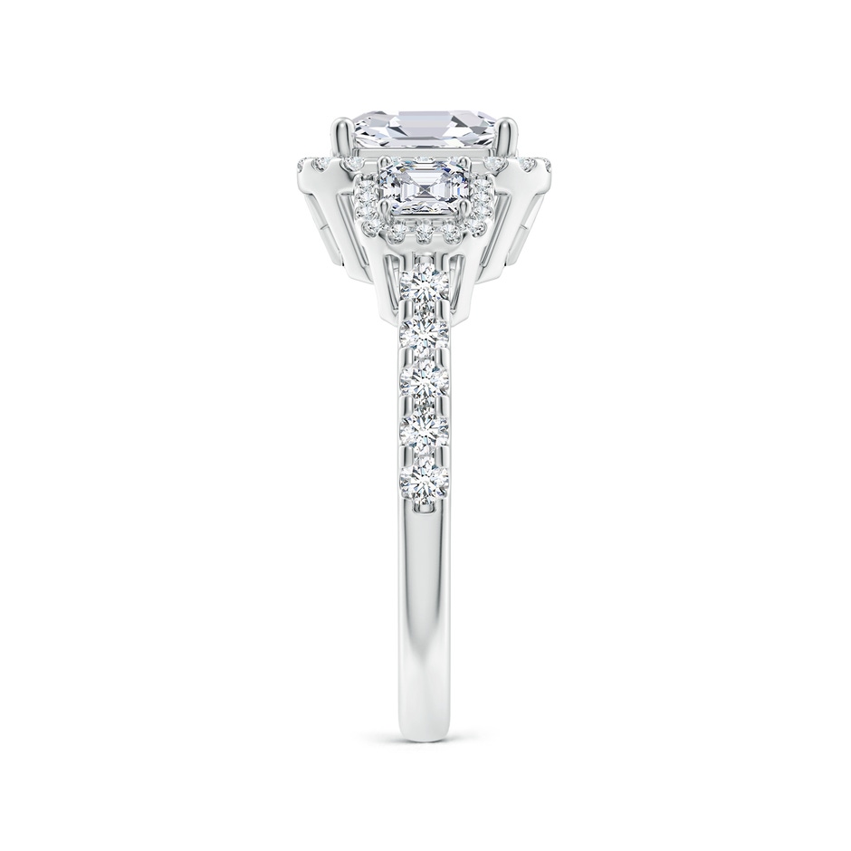 7.5mm FGVS Asscher-Cut Lab-Grown Diamond Three Stone Halo Cocktail Ring in White Gold side 299