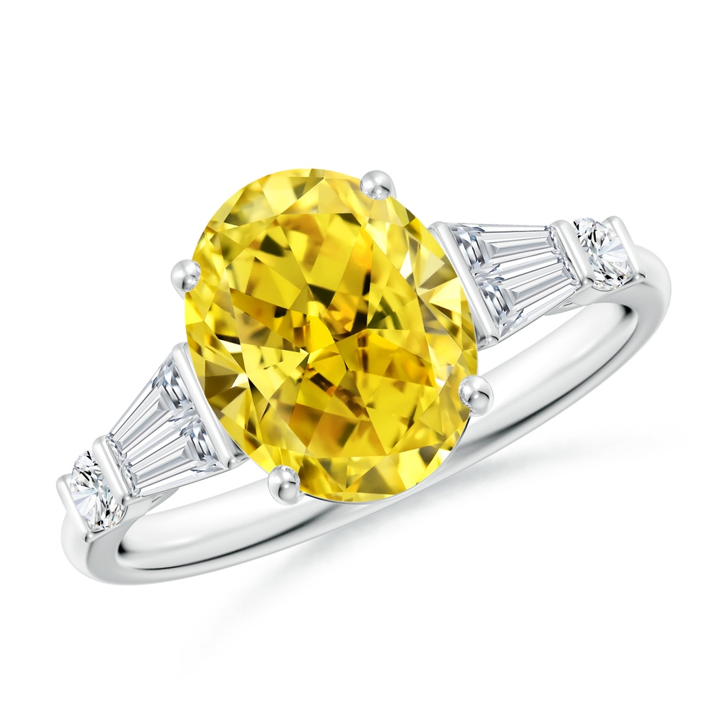 10x8mm Labgrown Oval Lab-Grown Diamond Side Stone Cocktail Ring in P950 Platinum