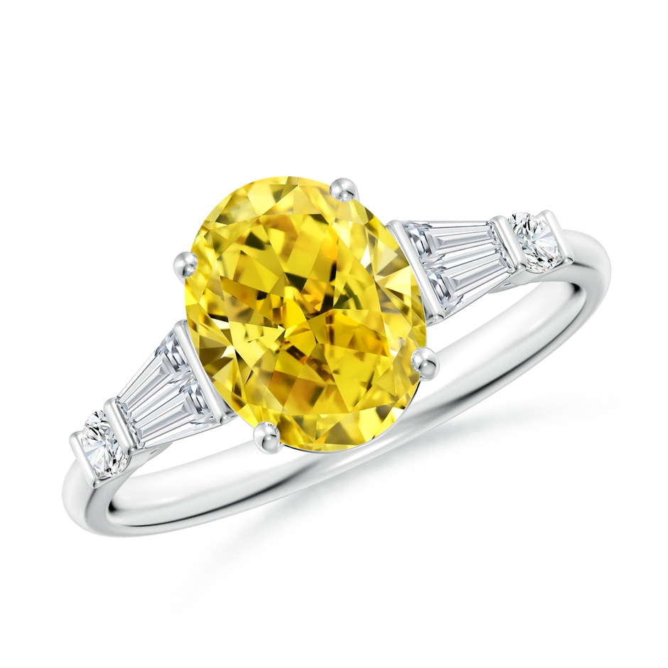 9x7mm Labgrown Oval Lab-Grown Diamond Side Stone Cocktail Ring in P950 Platinum 