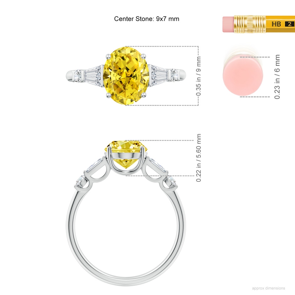 9x7mm Labgrown Oval Lab-Grown Diamond Side Stone Cocktail Ring in P950 Platinum ruler
