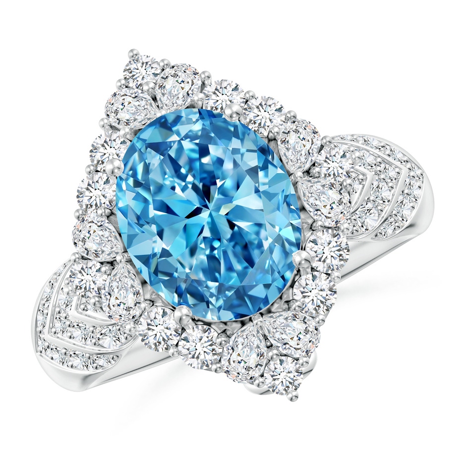 10x8mm Labgrown Oval Lab-Grown Diamond Geometrical Halo Cocktail Ring in P950 Platinum 