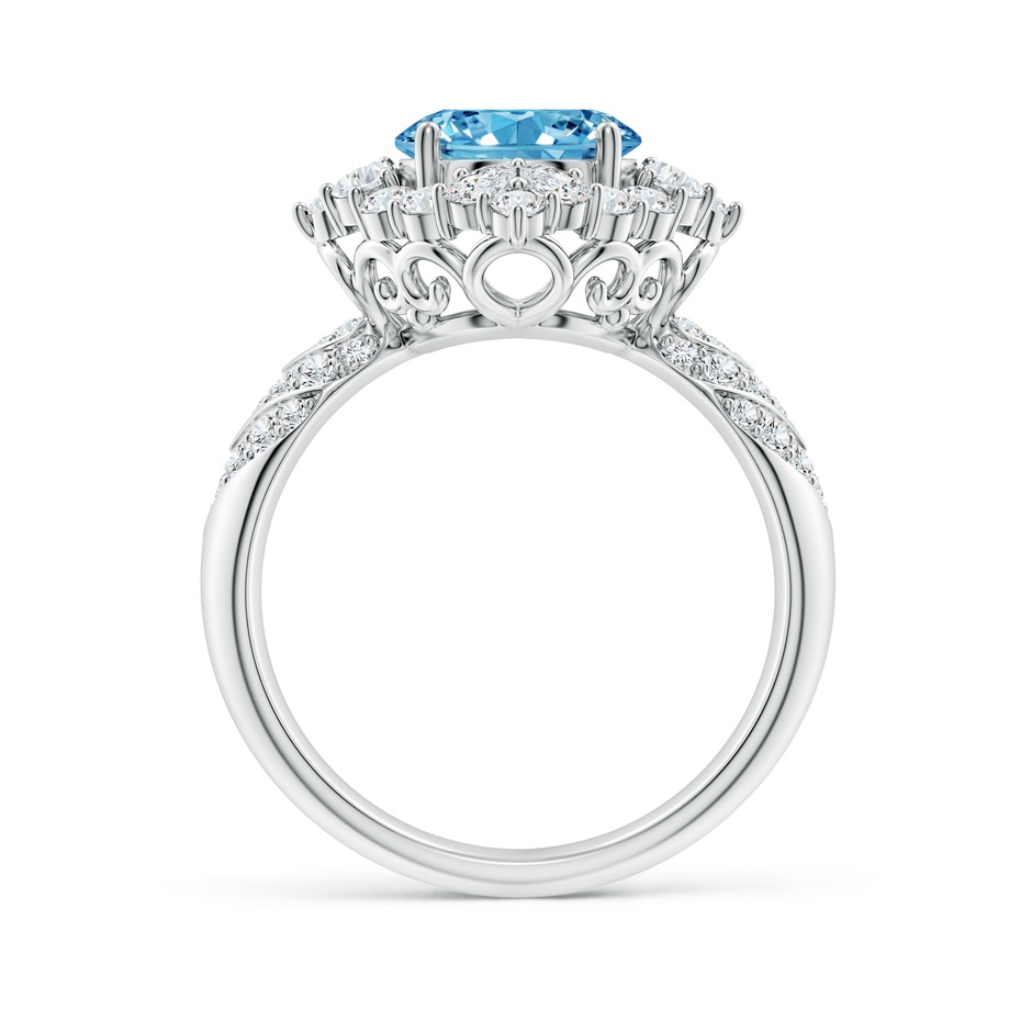 10x8mm Labgrown Oval Lab-Grown Diamond Geometrical Halo Cocktail Ring in P950 Platinum side 199