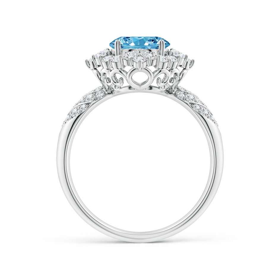 9x7mm Labgrown Oval Lab-Grown Diamond Geometrical Halo Cocktail Ring in P950 Platinum side 199