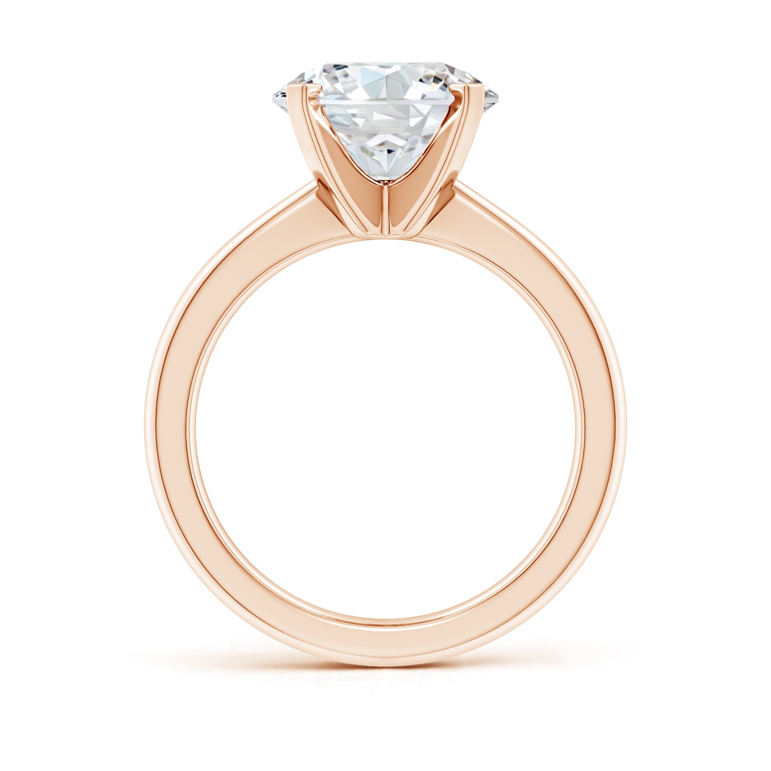 10.1mm FGVS Lab-Grown Round Diamond Reverse Tapered Shank Solitaire Engagement Ring in 18K Rose Gold