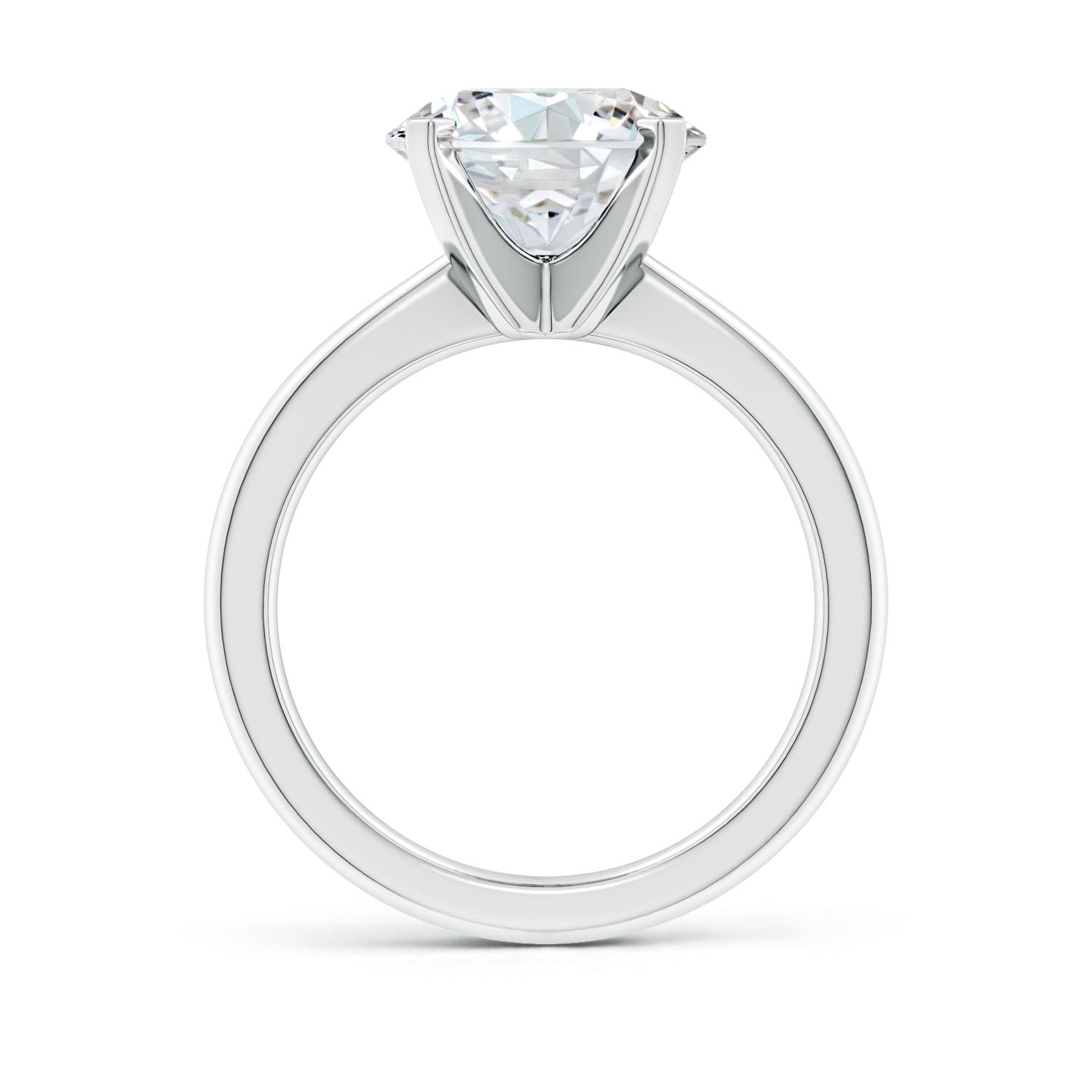 10.1mm FGVS Lab-Grown Round Diamond Reverse Tapered Shank Solitaire Engagement Ring in 18K White Gold