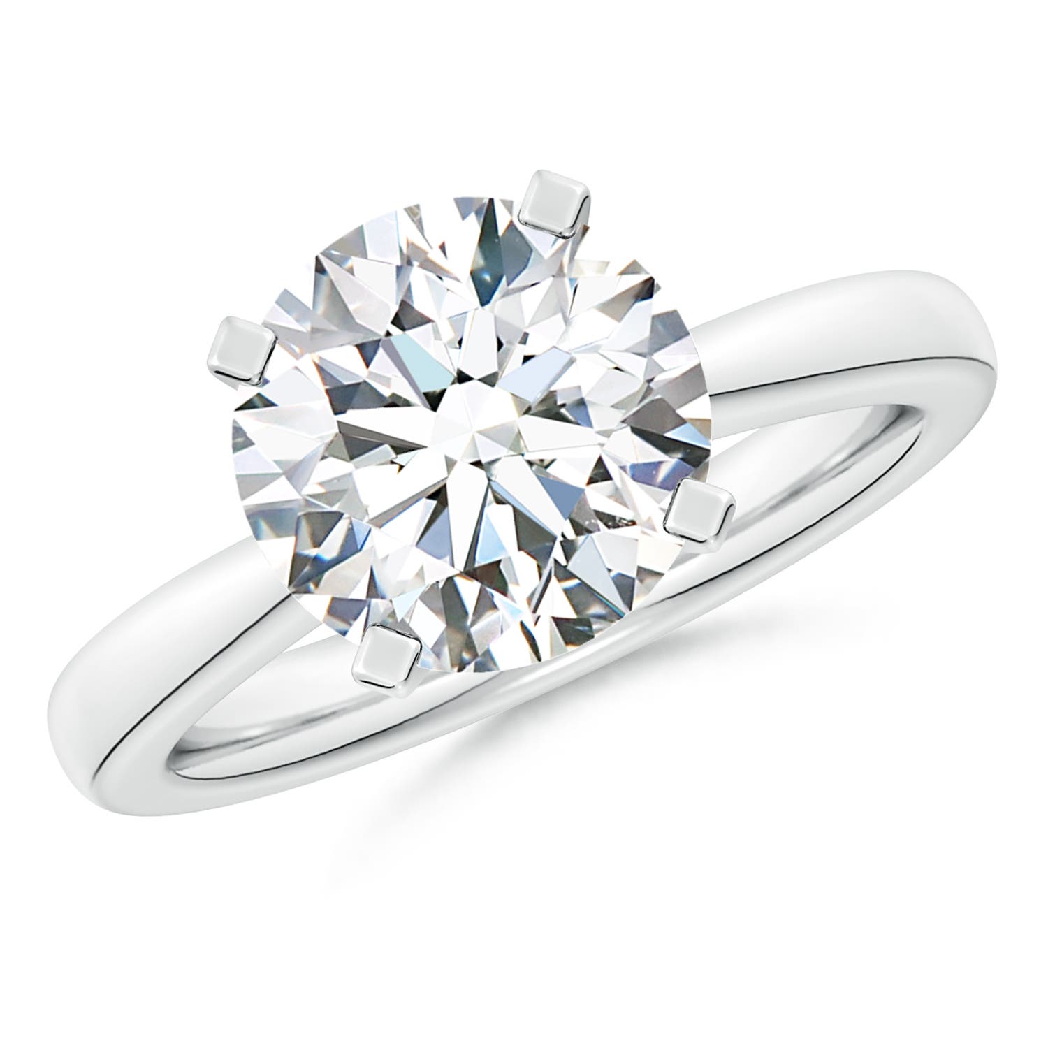 Lab-Grown Round Diamond Reverse Tapered Shank Solitaire Engagement Ring