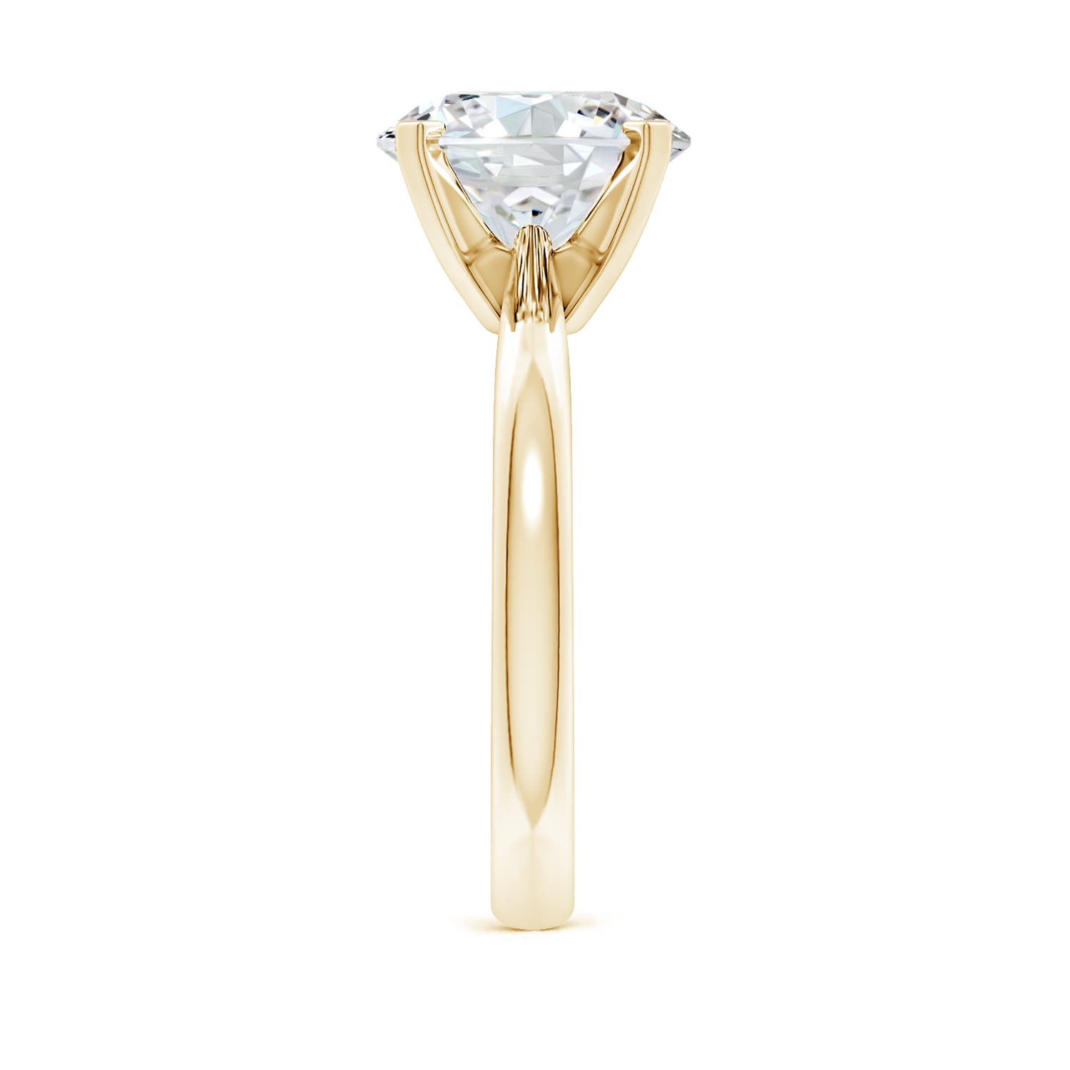 10.1mm FGVS Lab-Grown Round Diamond Reverse Tapered Shank Solitaire Engagement Ring in Yellow Gold - side 4