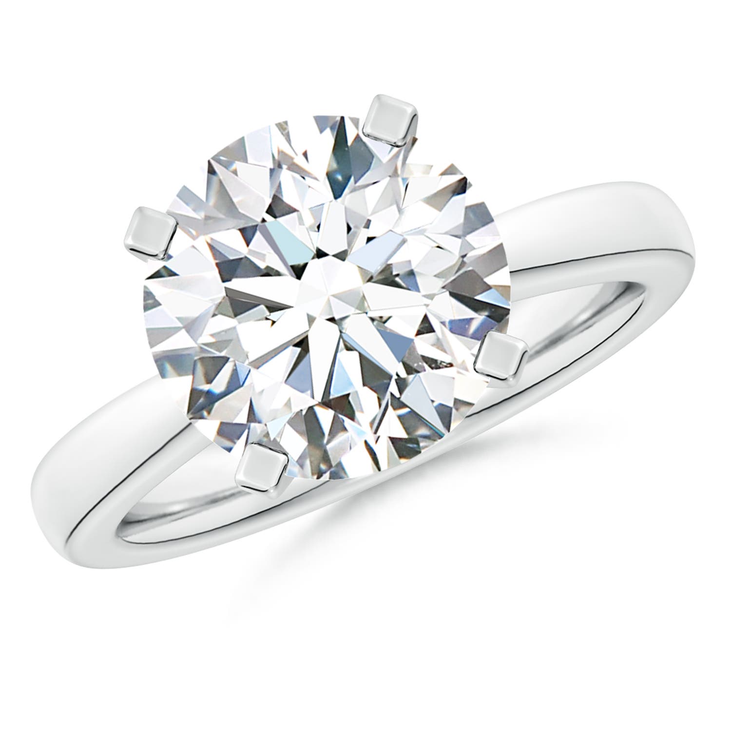 11.1mm FGVS Lab-Grown Round Diamond Reverse Tapered Shank Solitaire Engagement Ring in White Gold