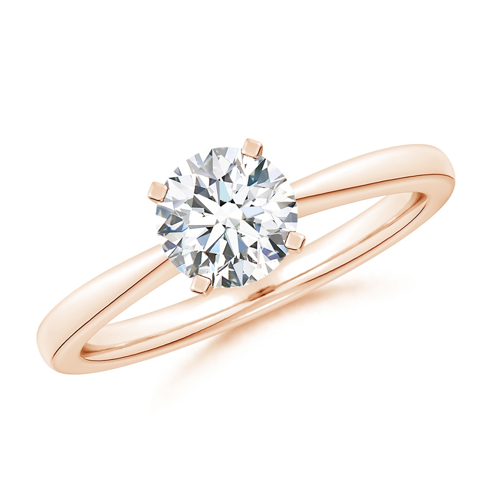 6.4mm FGVS Lab-Grown Round Diamond Reverse Tapered Shank Solitaire Engagement Ring in 9K Rose Gold 