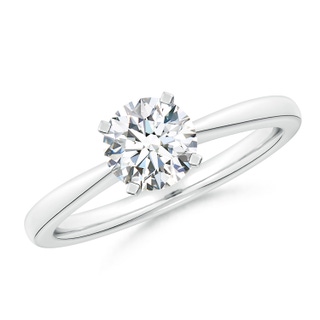 6.4mm FGVS Lab-Grown Round Diamond Reverse Tapered Shank Solitaire Engagement Ring in P950 Platinum