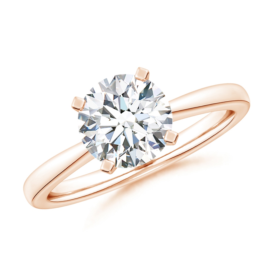 8mm FGVS Lab-Grown Round Diamond Reverse Tapered Shank Solitaire Engagement Ring in Rose Gold 