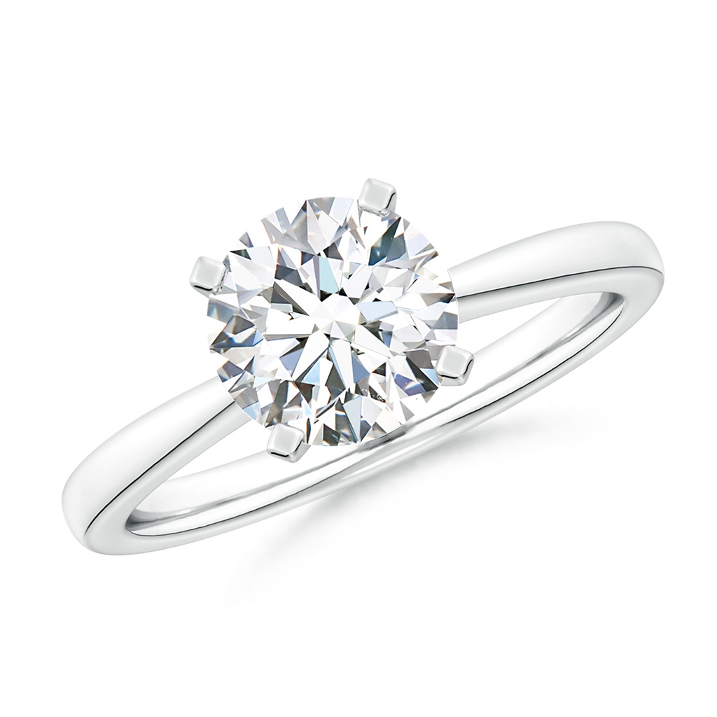 8mm FGVS Lab-Grown Round Diamond Reverse Tapered Shank Solitaire Engagement Ring in White Gold