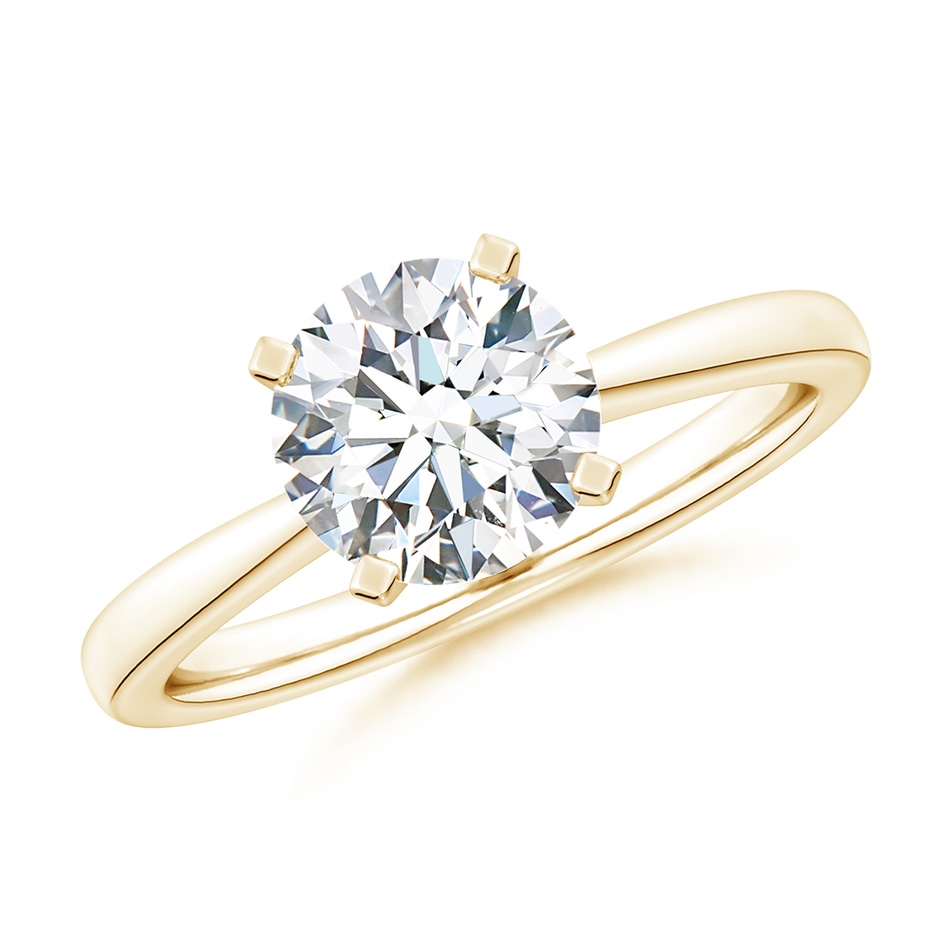 8mm FGVS Lab-Grown Round Diamond Reverse Tapered Shank Solitaire Engagement Ring in Yellow Gold 