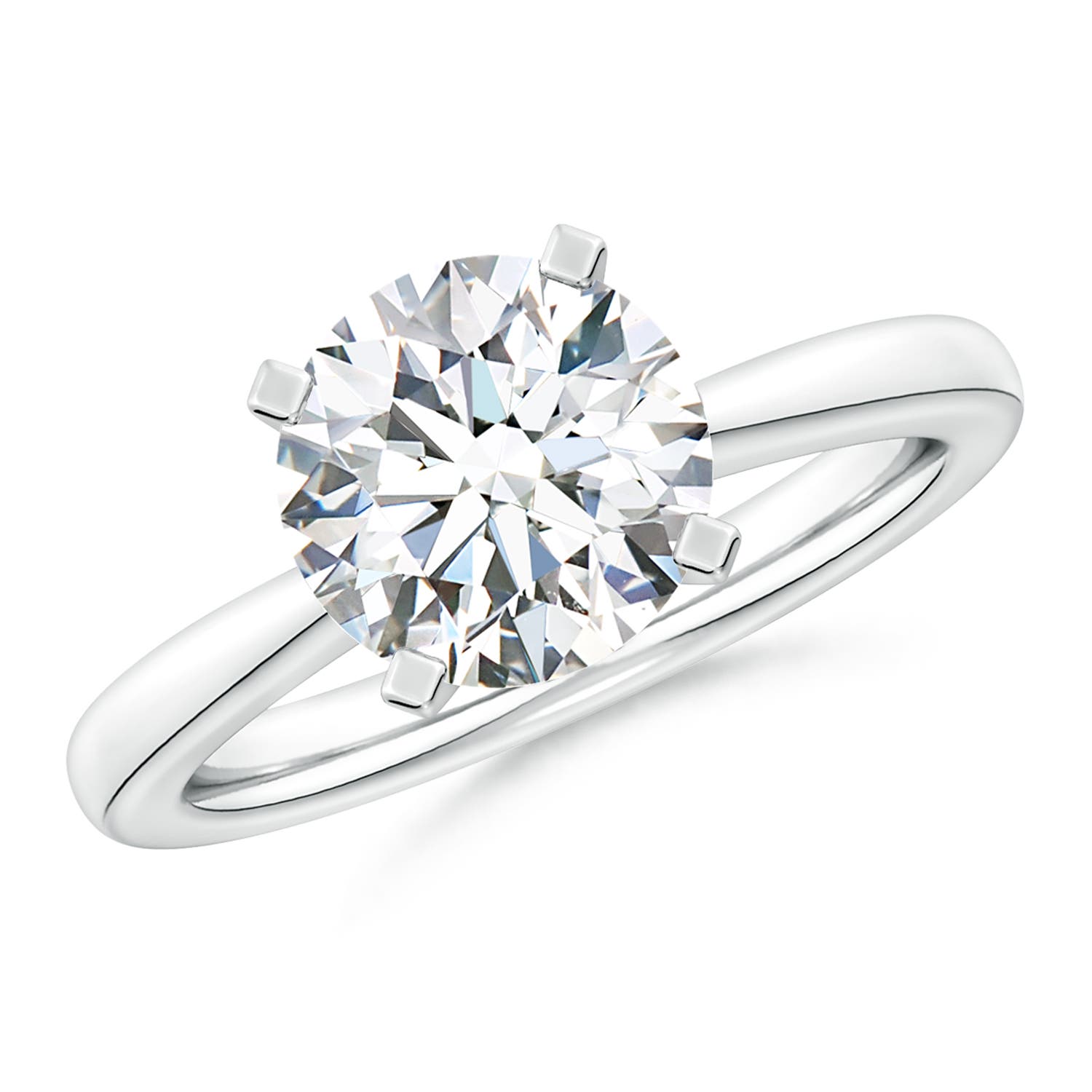 Lab-Grown Round Diamond Reverse Tapered Shank Solitaire Engagement Ring