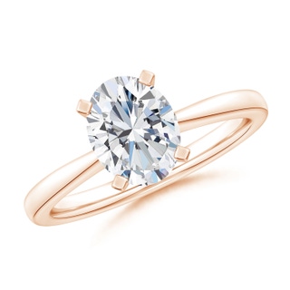 7.7x5.7mm FGVS Lab-Grown Oval Diamond Reverse Tapered Shank Solitaire Engagement Ring in 9K Rose Gold