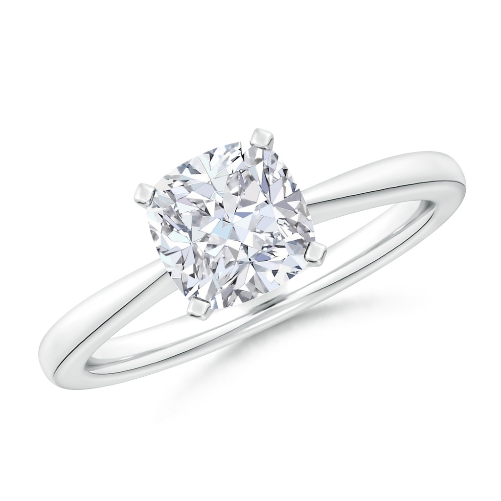 5.5mm FGVS Lab-Grown Cushion Diamond Reverse Tapered Shank Solitaire Engagement Ring in 18K White Gold