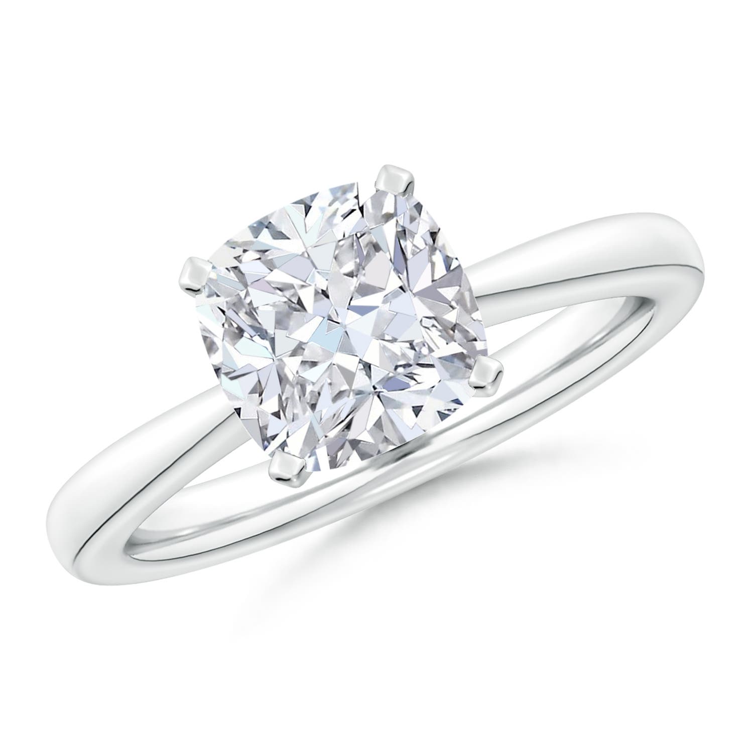 9.4mm FGVS Lab-Grown Cushion Diamond Reverse Tapered Shank Solitaire Engagement Ring in 18CT White Gold
